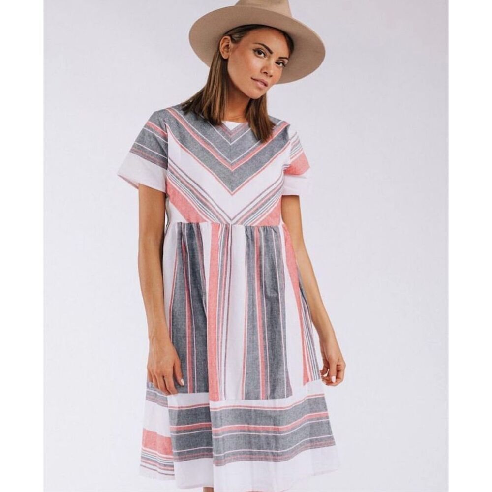 Womens Ces Femme Cotton Candy Striped Resort Dress - Sz S